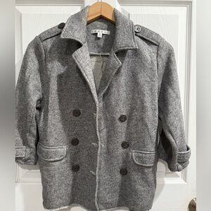 CAbi Heathered Gray Lightweight Cotton Sweatshirt Jacket Nautical Anchor Buttons